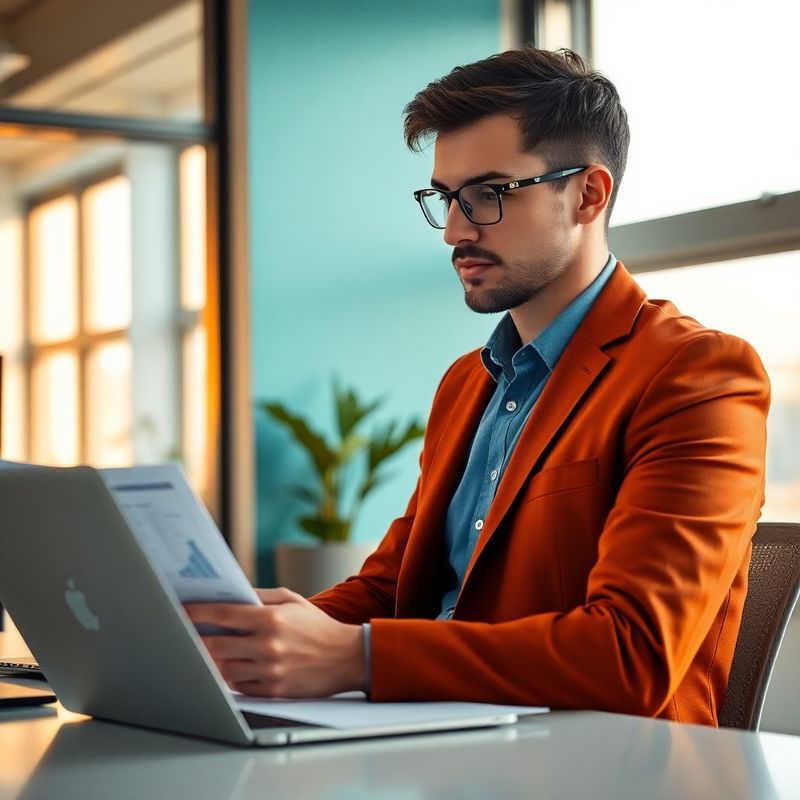 Analyst reviewing ranking reports at a modern Iași workspace