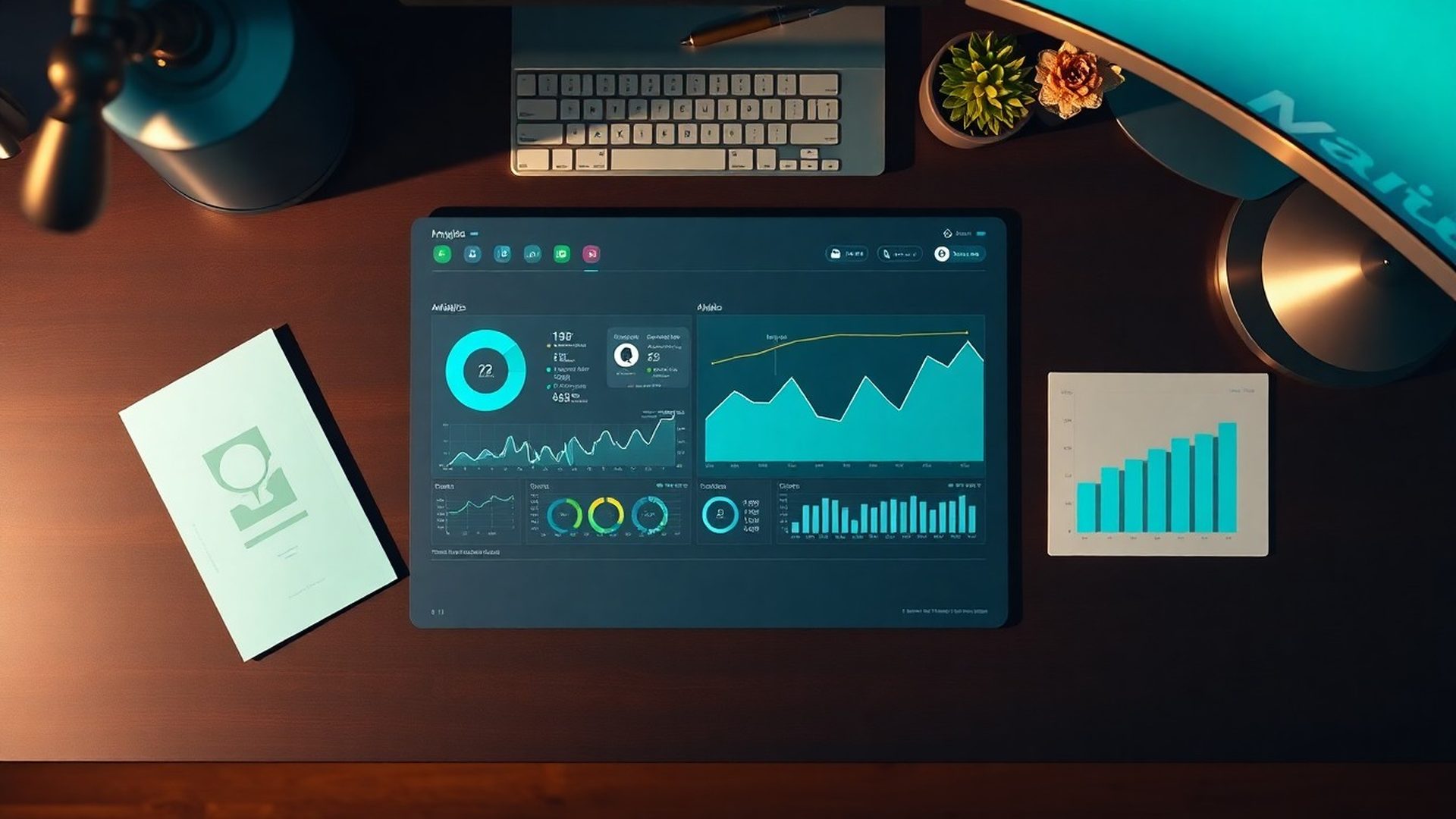 Teal-modern analytics dashboard showing organic search performance
